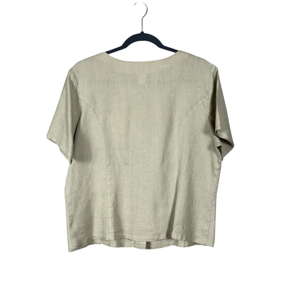 Talbots Womens 100% Linen Button Up Shirt 14 Coastal 90s Minimalist Fisherman - Picture 3 of 5